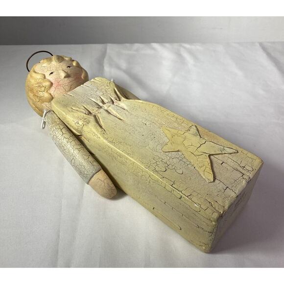 Vintage 2001 Sarah’s Attic Inc. 9.5” Primitive Bobble Head Angel Statue Decor - Picture 6 of 7